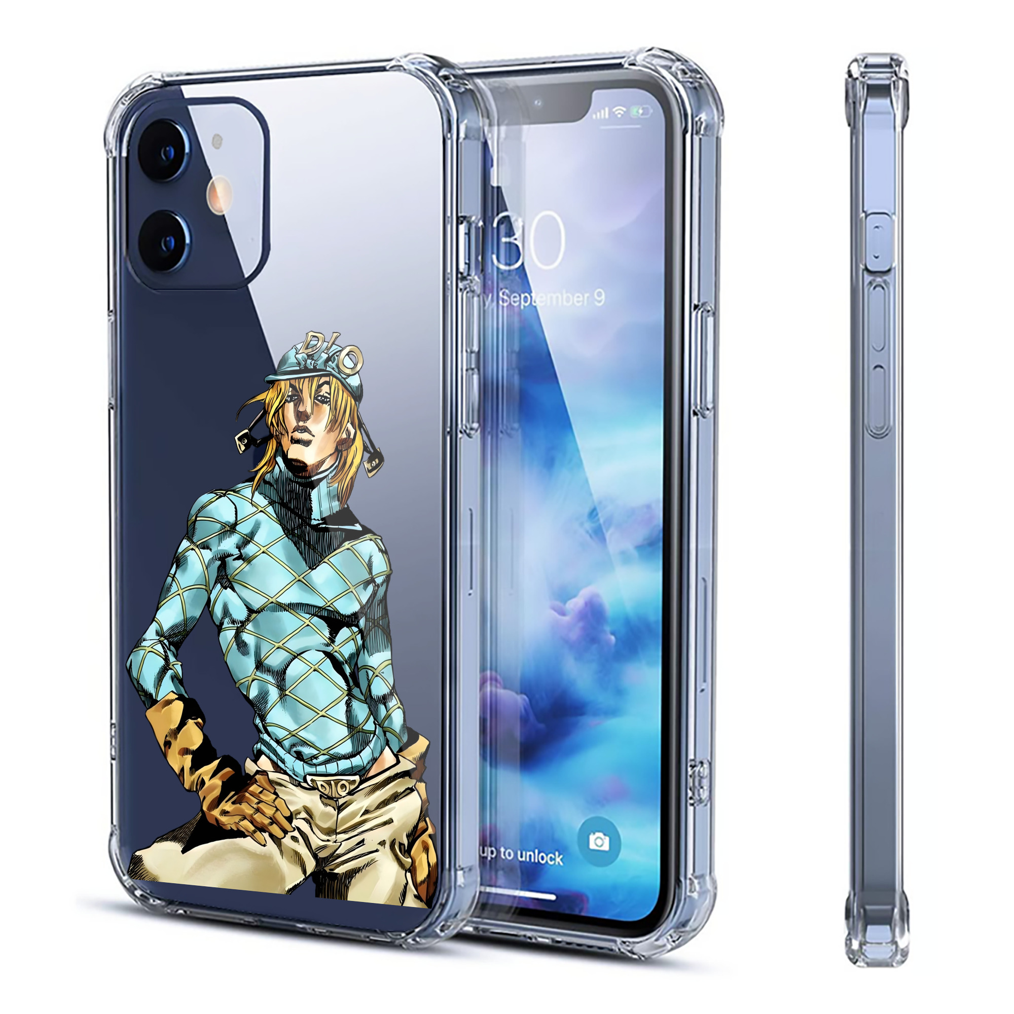 （画像用） ジョジョの奇妙な冒険 ディオ?ブランドー JoJo's Bizarre Adventure Dio Brando 【iPhone 12シリーズ対応】透明スマホケース（クリアソフトケース）